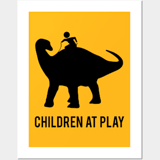 Children at Play Riding a Dinosaur Shirt Posters and Art